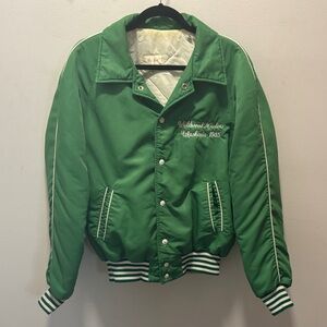 Vintage Green Varsity Jacket with Embroidered Details